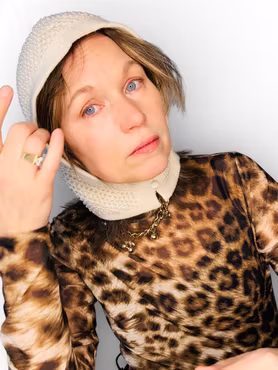 Vintage pärlad balaklava i 100% ull