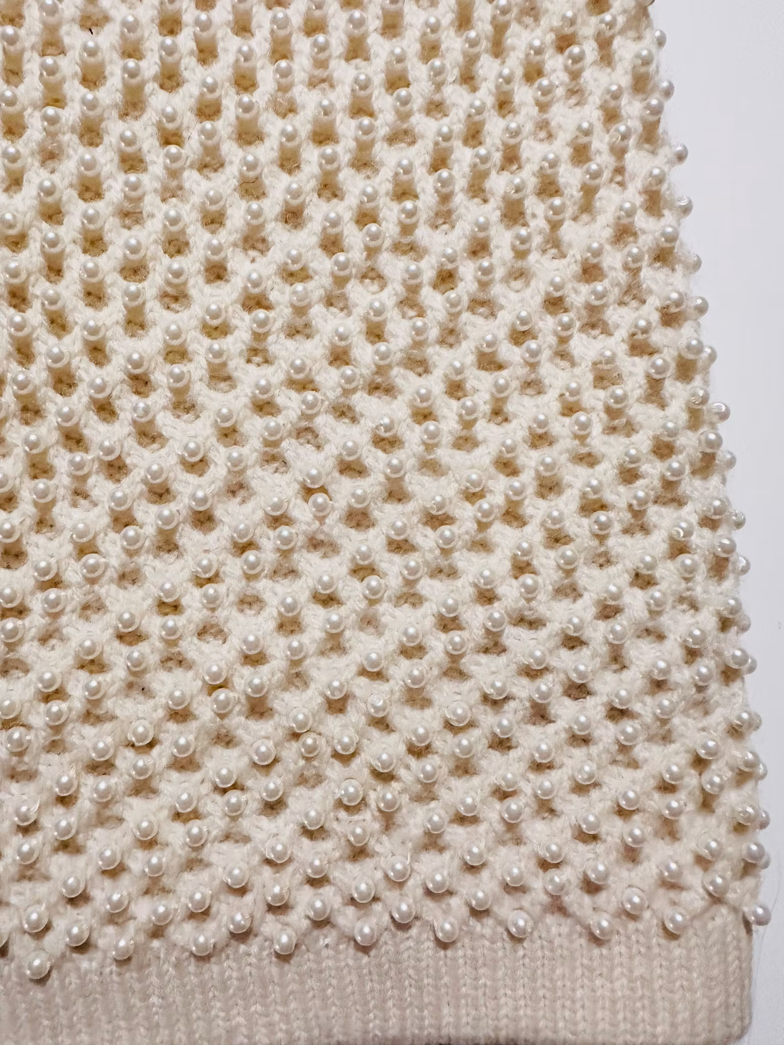 Vintage pärlad balaklava i 100% ull