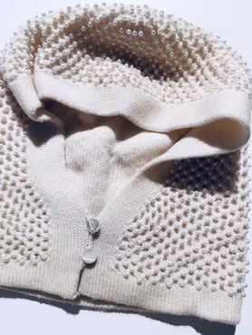 Vintage pärlad balaklava i 100% ull