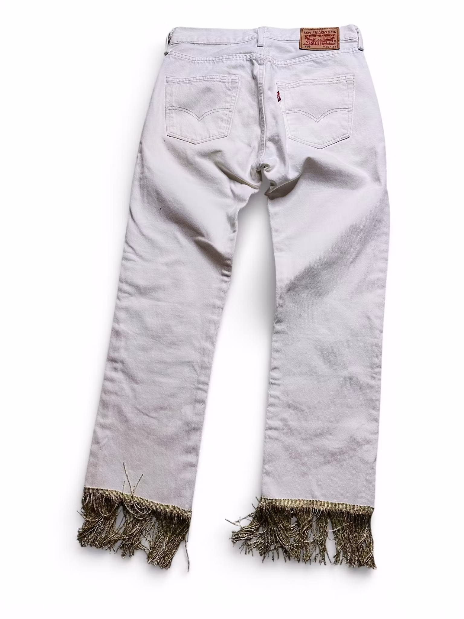 Remake: LEVI'S 501 vita 30" med fransar