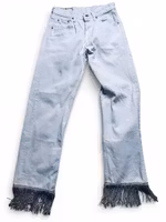 Remake: LEVI'S 501 vita vintage 28" med guldfransar