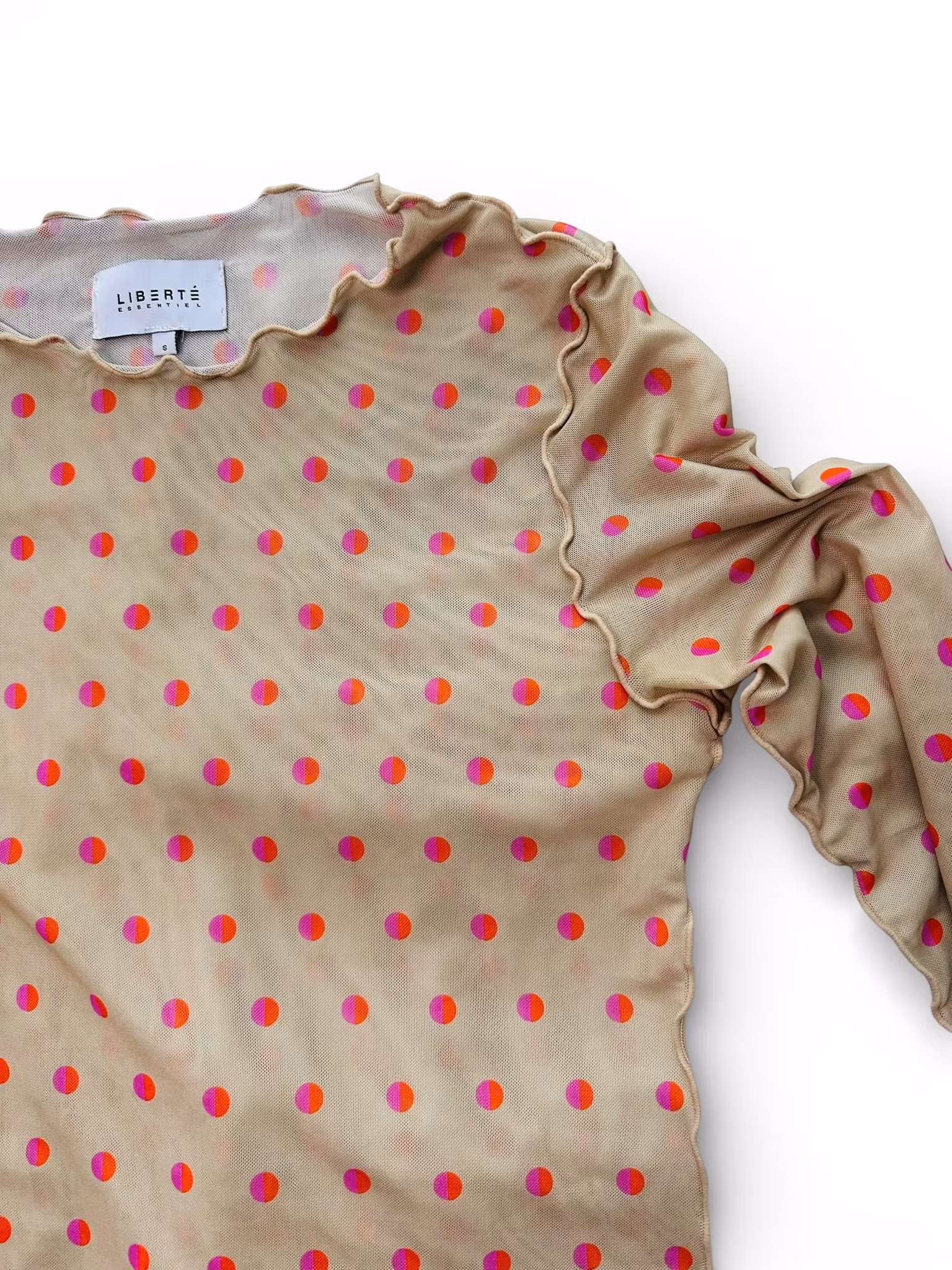 Meshtröja: beige med prickar