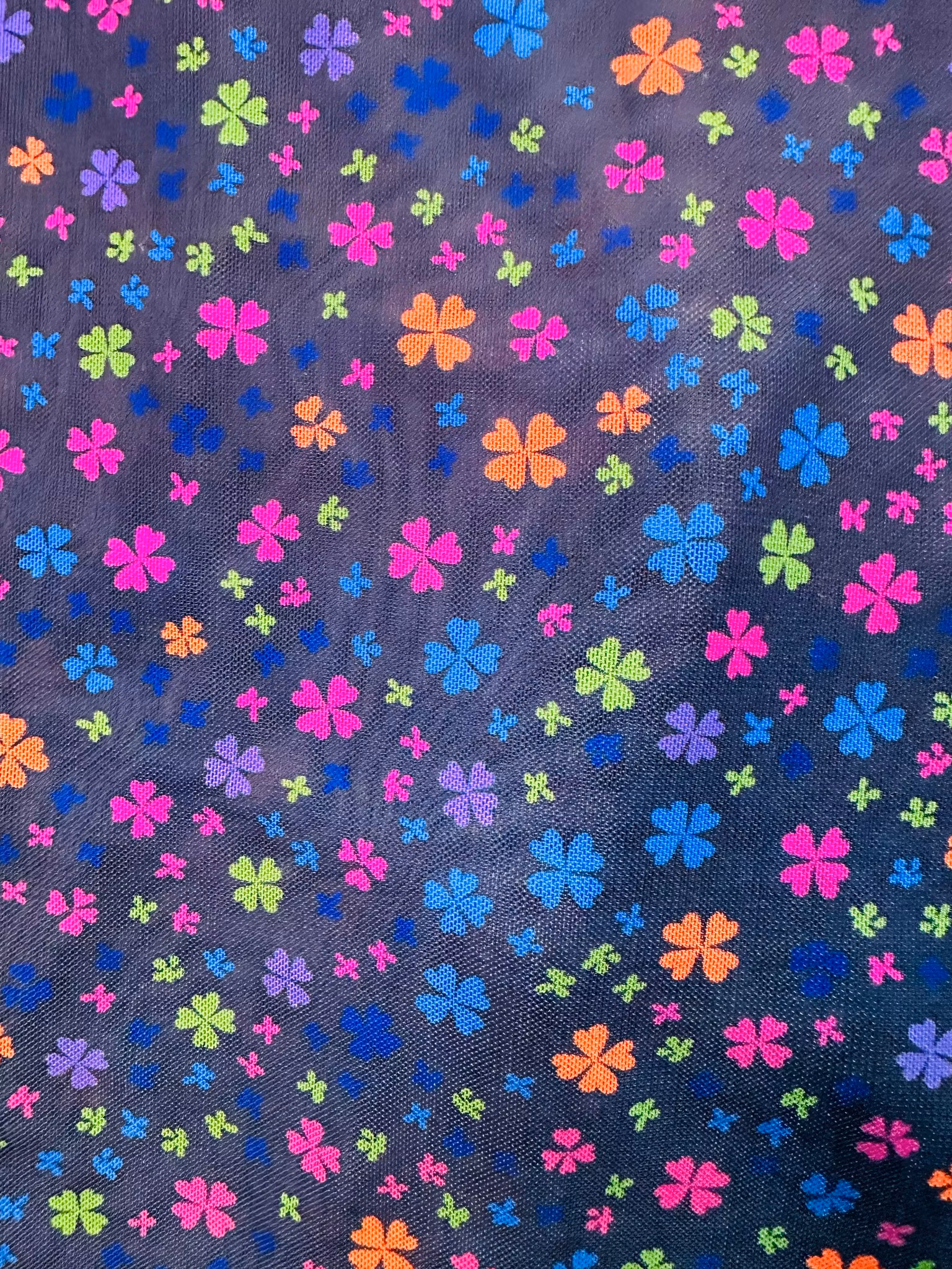 Meshtröja: blå med blommor