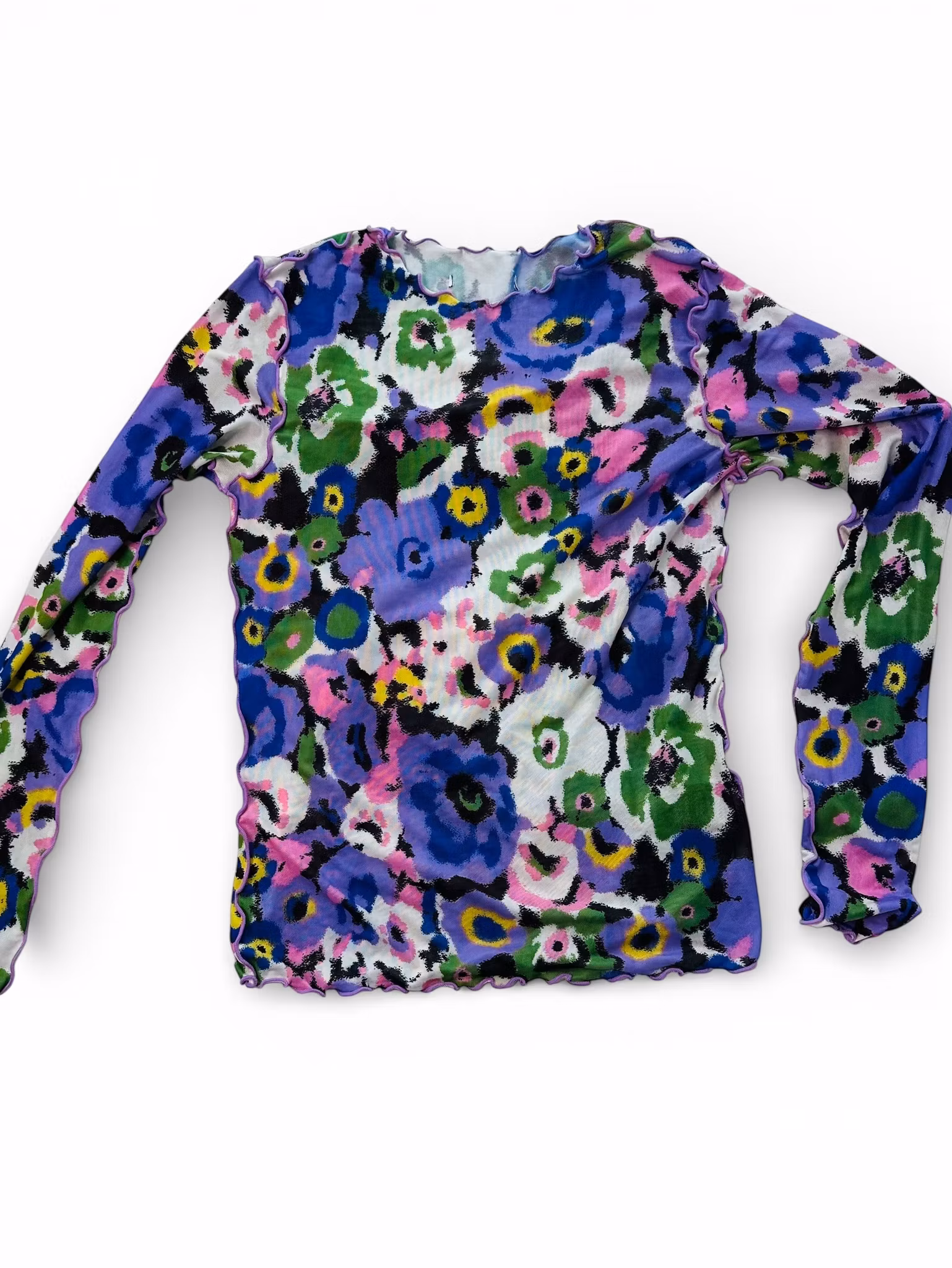 Meshtröja: lilablommig