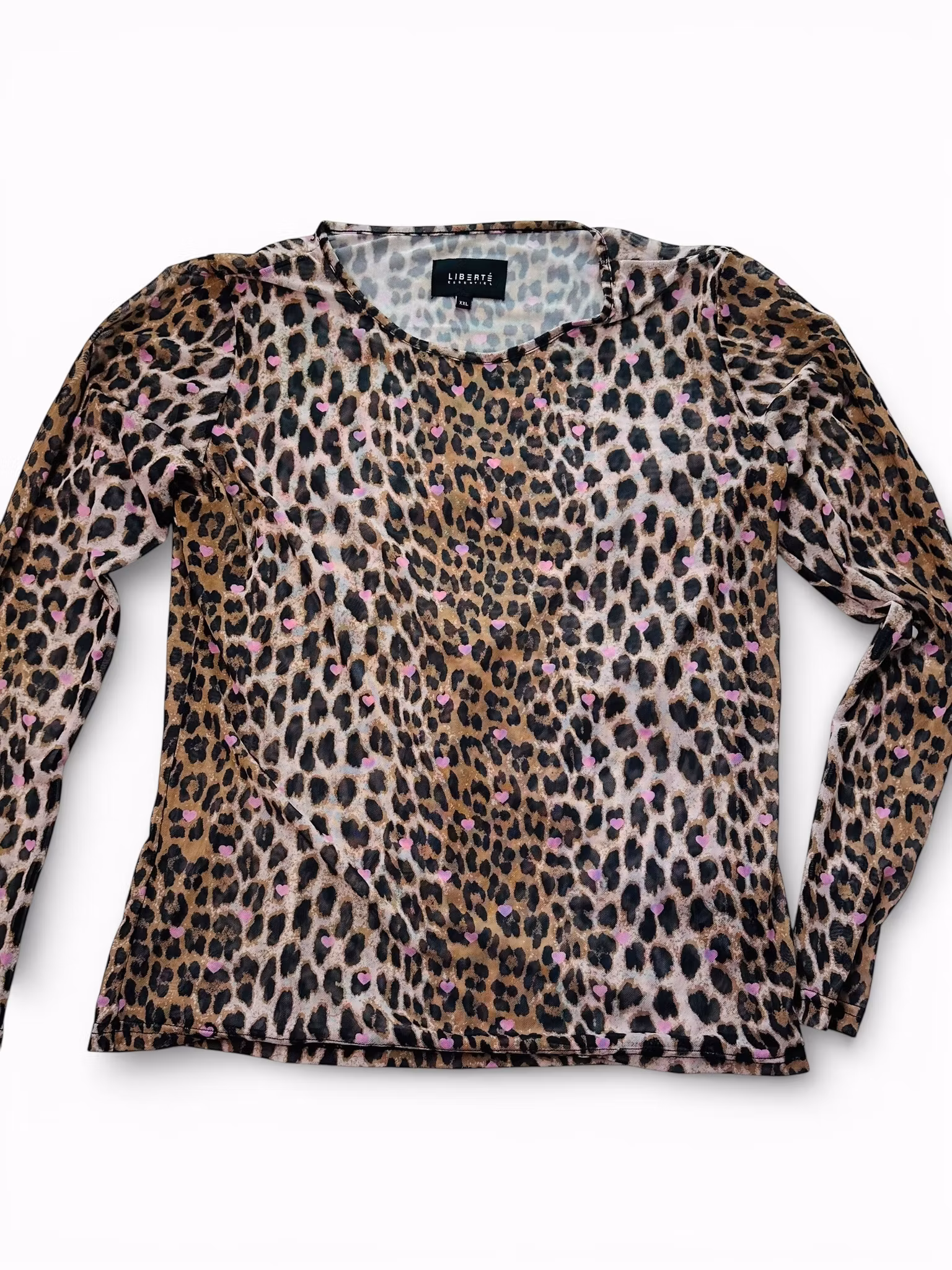 Meshtröja: leomönstrad med rosa hjärtan