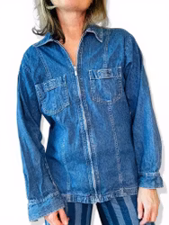 Vintage jeansskjorta med dragkedja