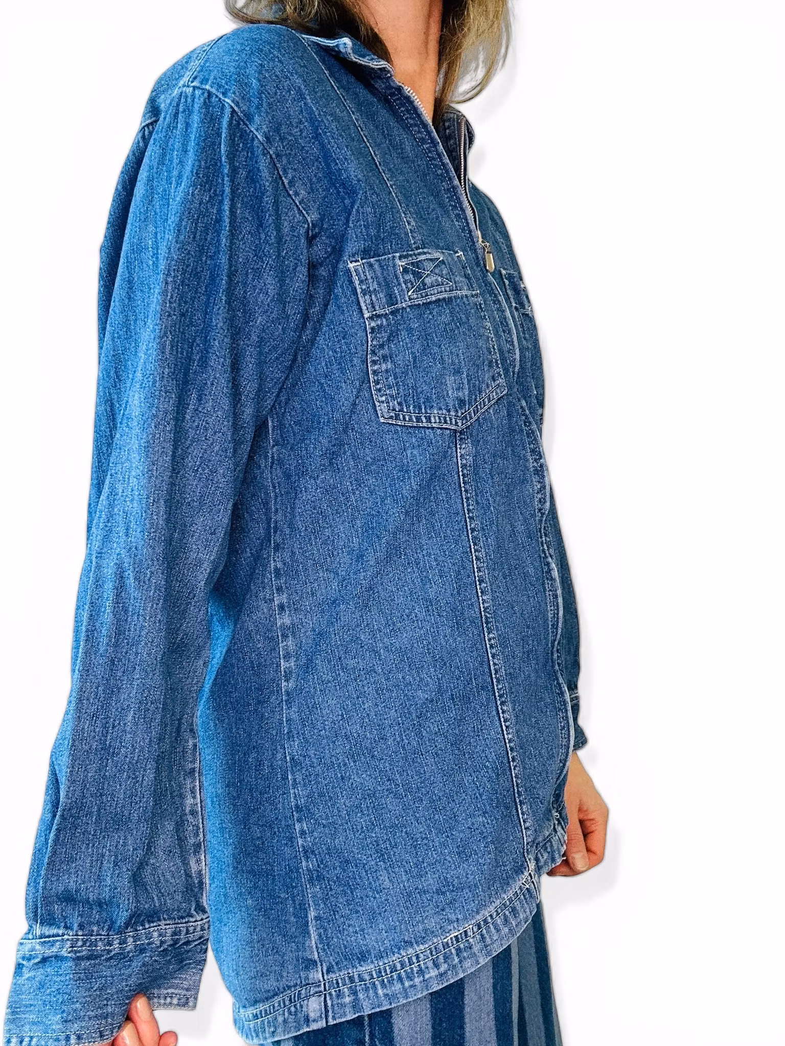 Vintage jeansskjorta med dragkedja