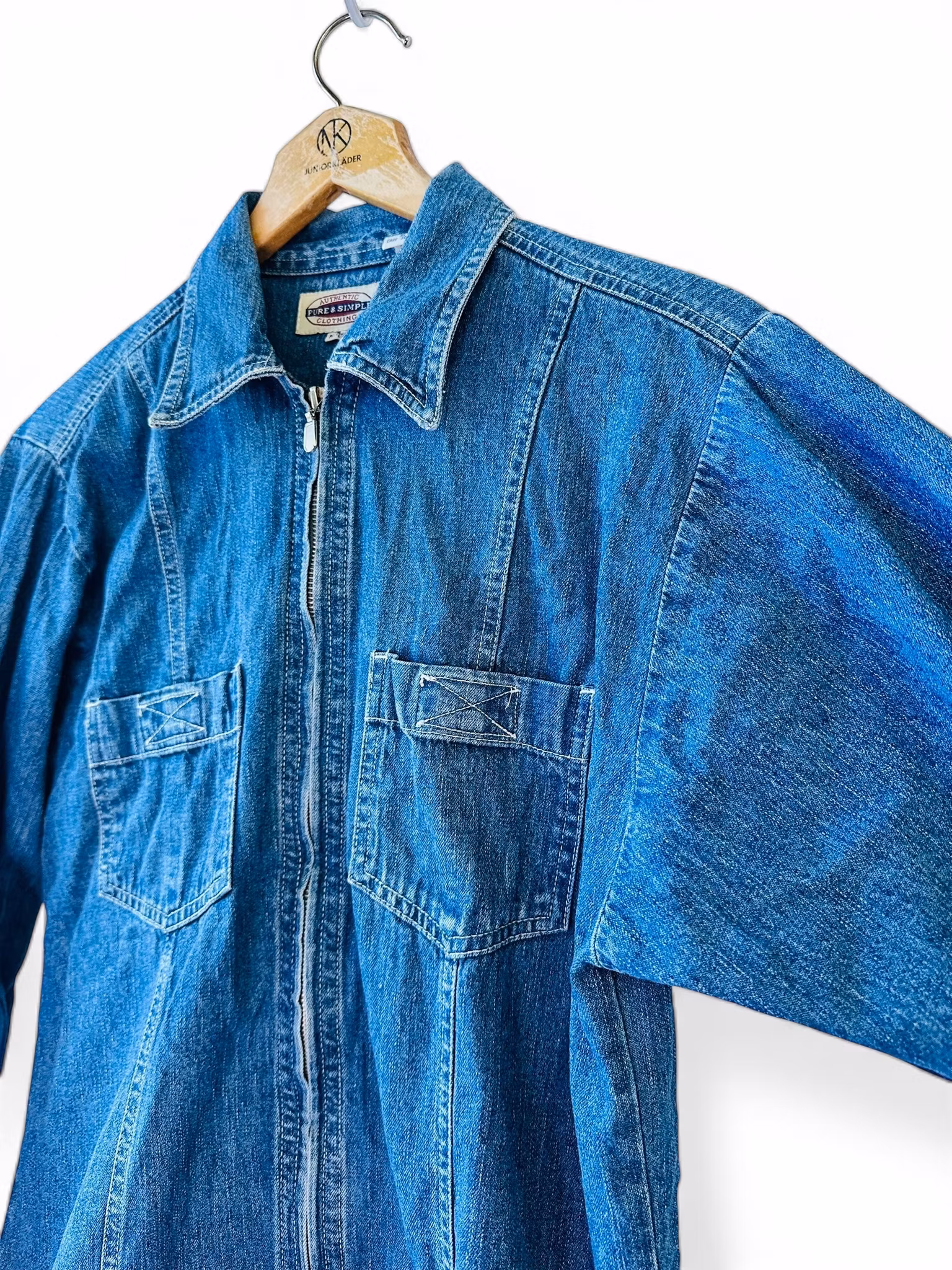 Vintage jeansskjorta med dragkedja