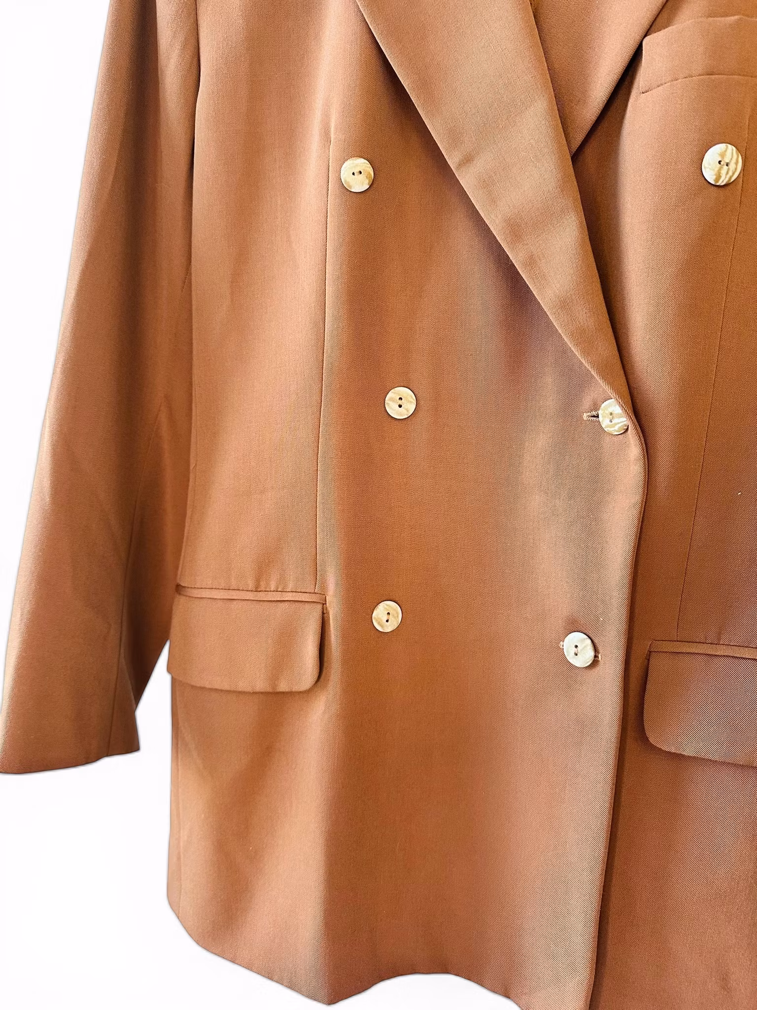 Vintage kanelfärgad dubbelknäppt kavaj