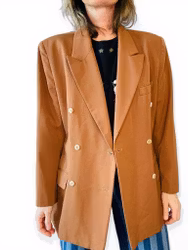 Vintage kanelfärgad dubbelknäppt kavaj