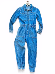 Denim jumpsuit med markerad midja