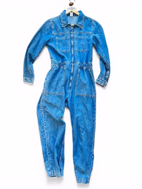 Denim jumpsuit med markerad midja