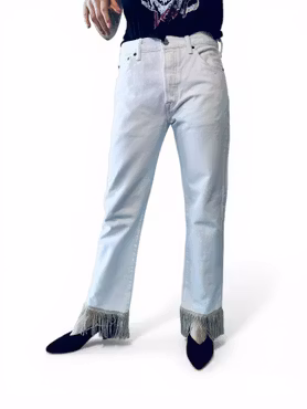 Remake: LEVI'S 501 vita 30" med fransar