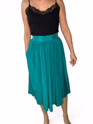 Vintage smaragdgrön kjol i sidenmix