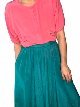 Vintage sidenblus i rosa