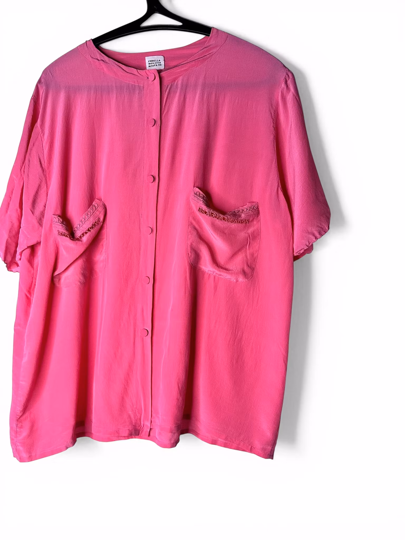 Vintage sidenblus i rosa