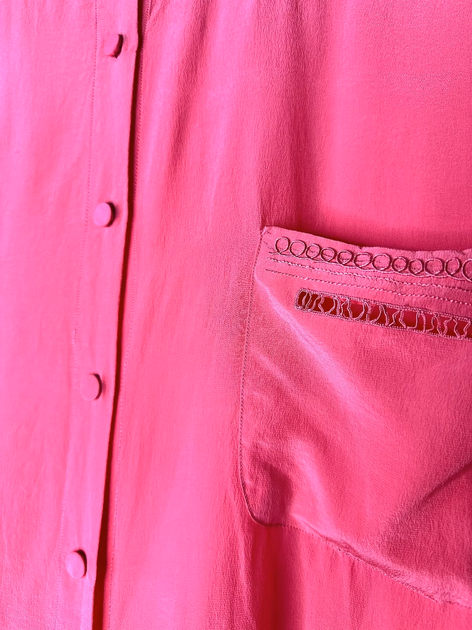 Vintage sidenblus i rosa