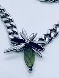 Tjock silverkedja med bladberlock