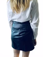 Vintage svart kort skinnkjol