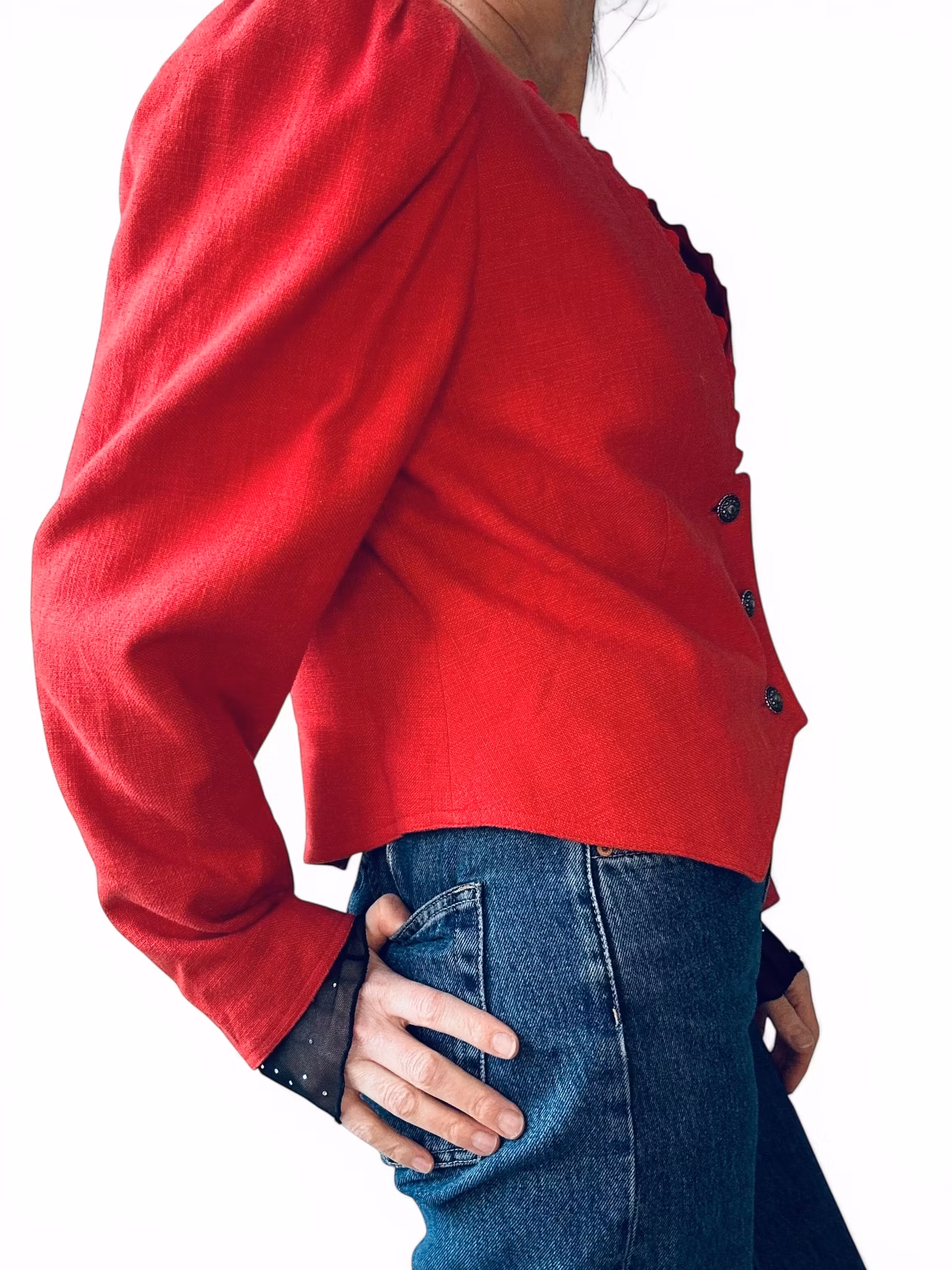 Kort kavaj med puffig ärm