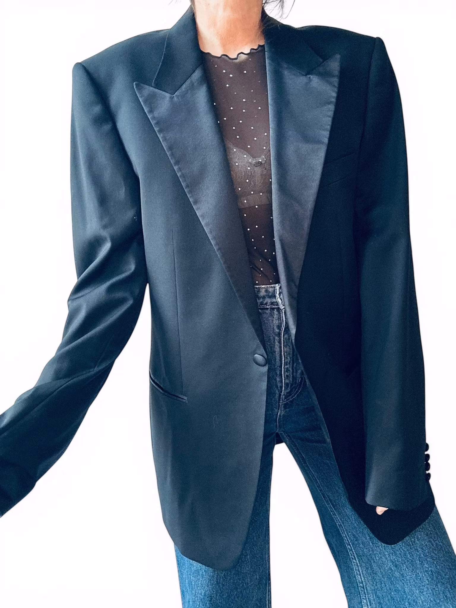 BOSS svart smokingkavaj med sidenslag