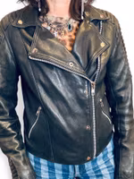 SAMSØE SAMSØE svart skinnjacka bikermodell