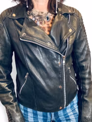 SAMSØE SAMSØE svart skinnjacka bikermodell