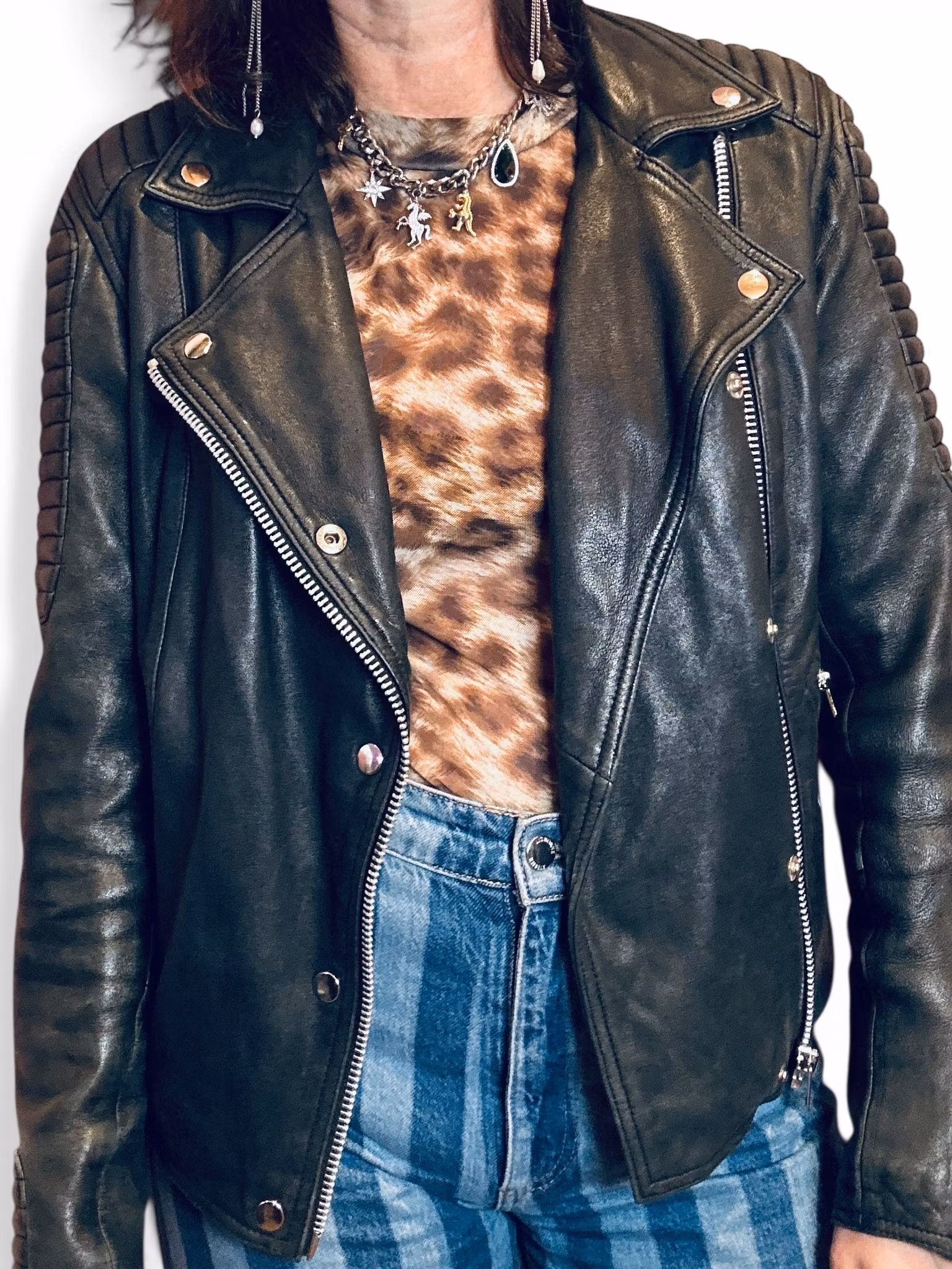 SAMSØE SAMSØE svart skinnjacka bikermodell