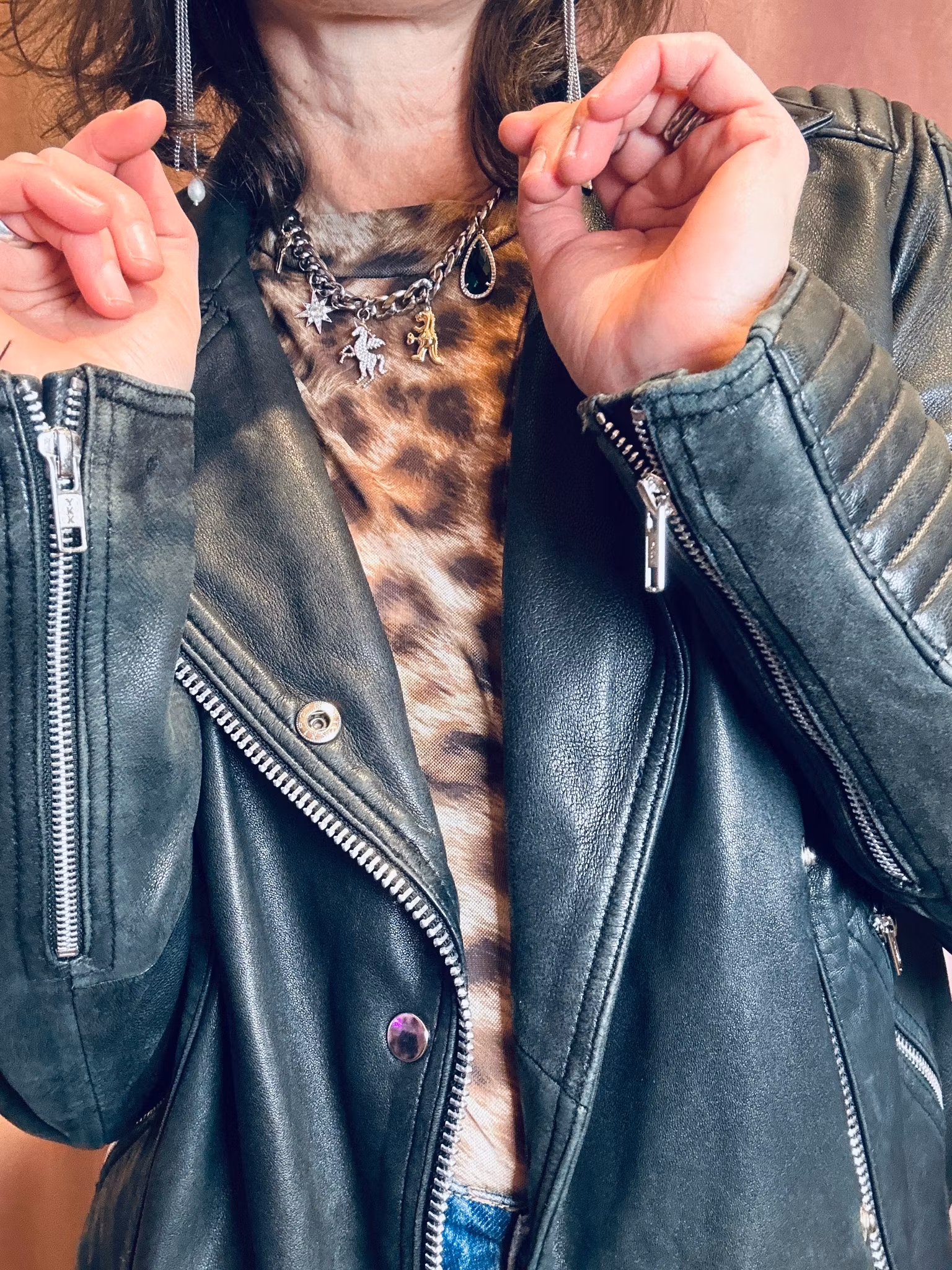 SAMSØE SAMSØE svart skinnjacka bikermodell