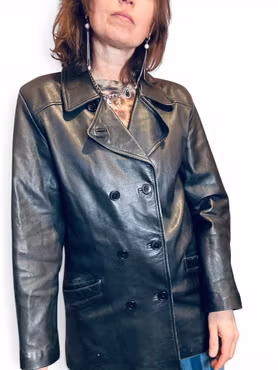 Vintage svart skinnkavaj