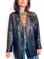 Vintage svart skinnkavaj