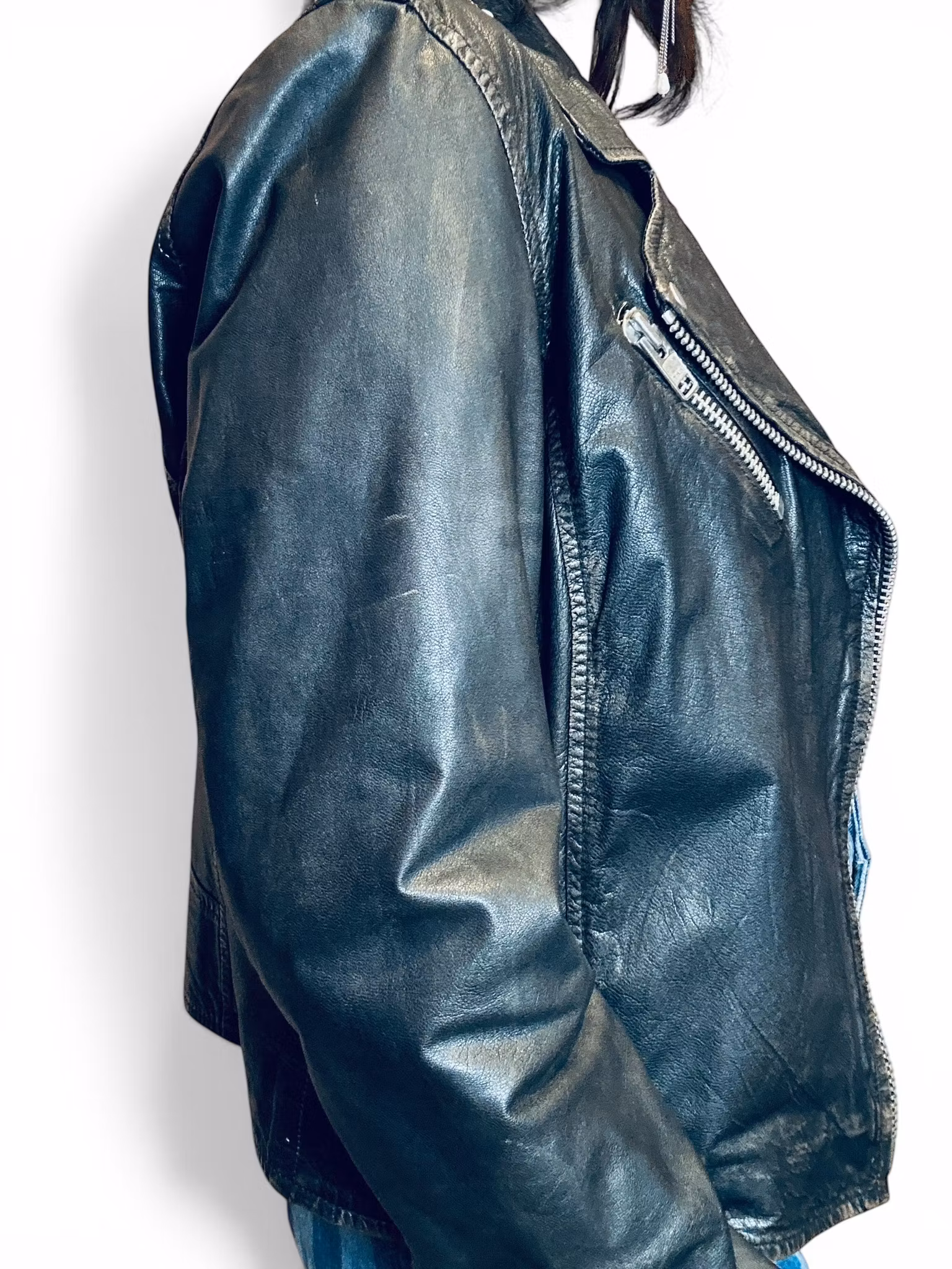 MC-jacka i antikbehandlat läder