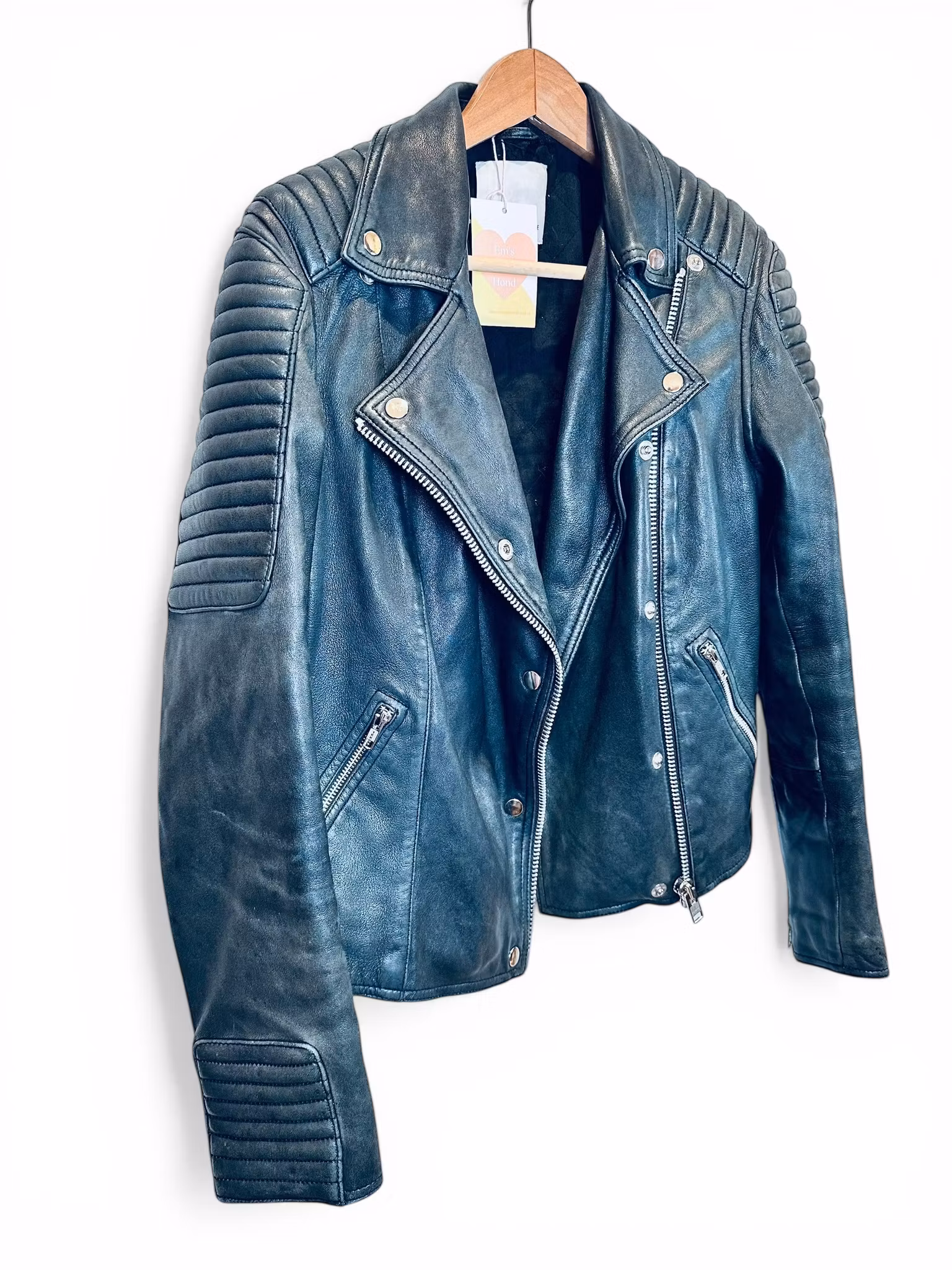 SAMSØE SAMSØE svart skinnjacka bikermodell