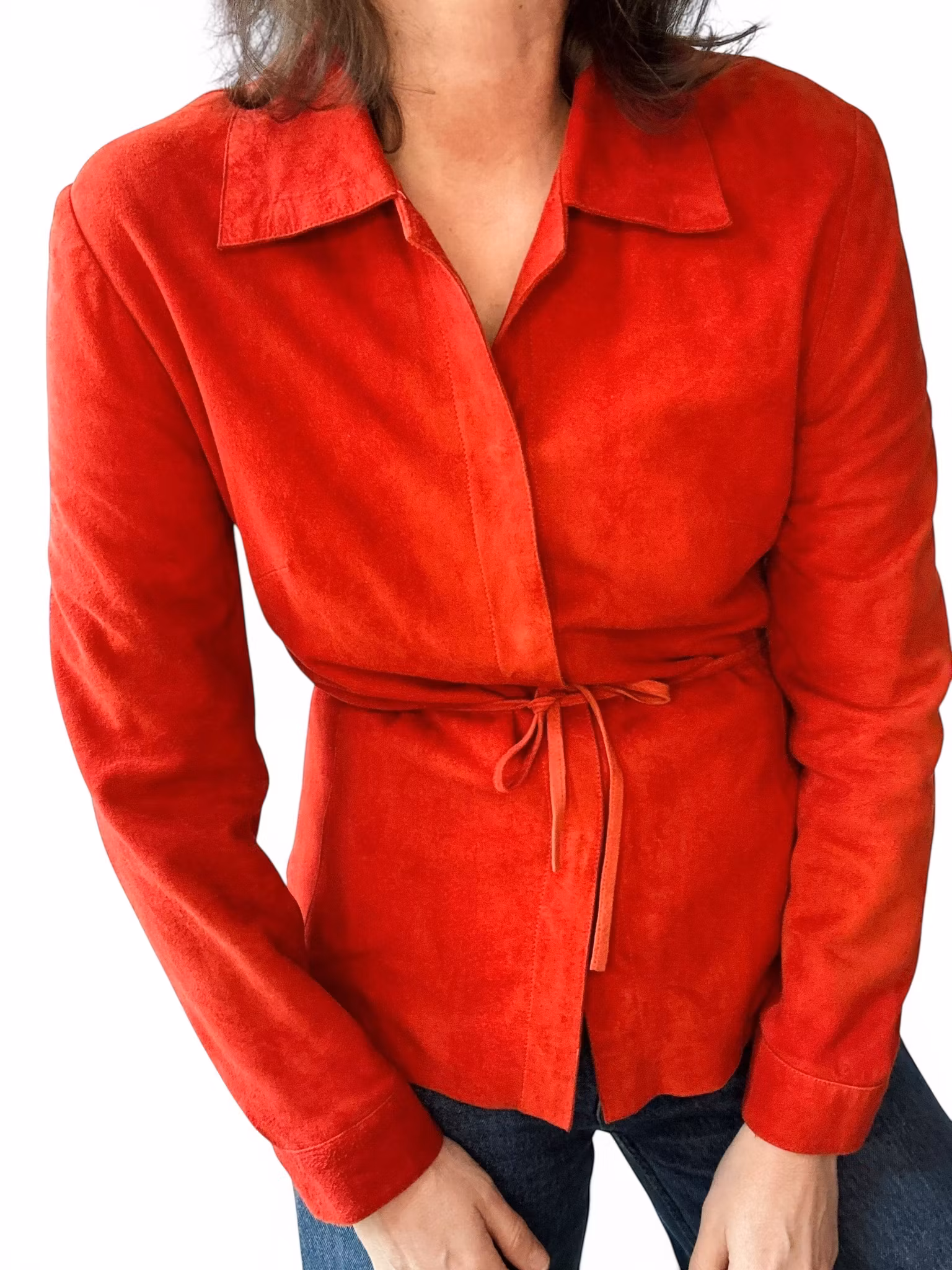 Röd overshirt i mocka