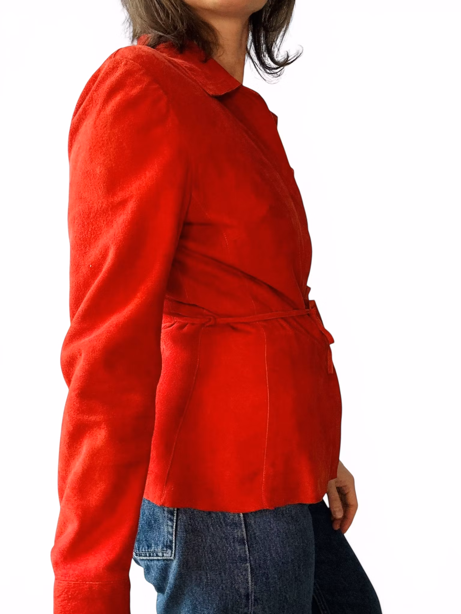 Röd overshirt i mocka