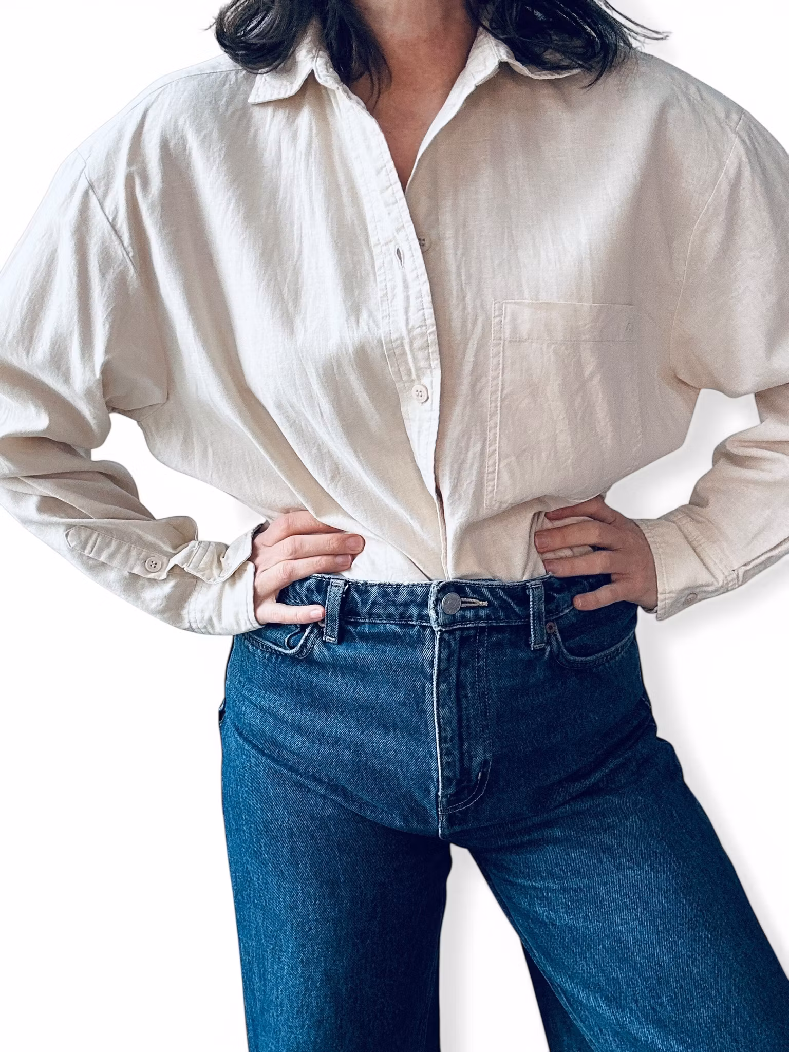 CW beige skjorta i linmix