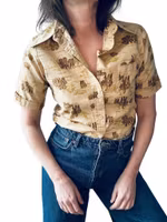 Vintage bomullsskjorta med elefanter