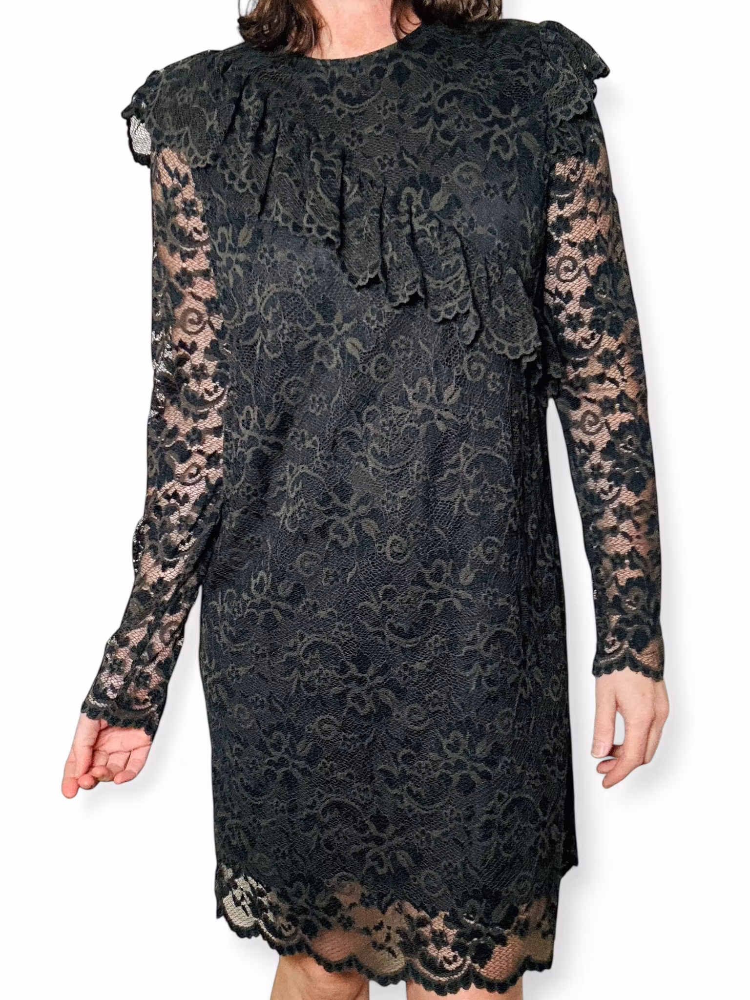 GANNI grön spetsklänning