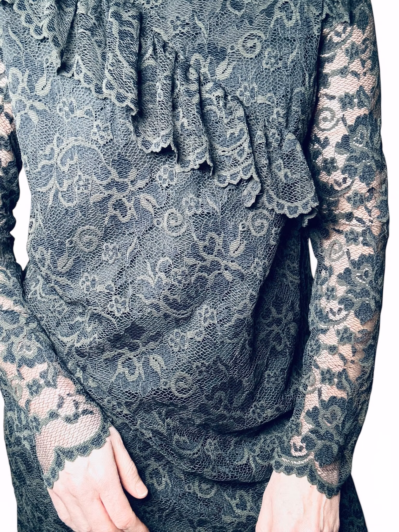 GANNI grön spetsklänning