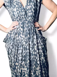 Lång mönstrad viskosklänning