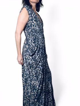 Lång mönstrad viskosklänning