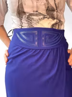 Vintage kornblå kjol med art-deco-dekorerad midja