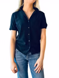 Svart kortärmad viskosskjorta