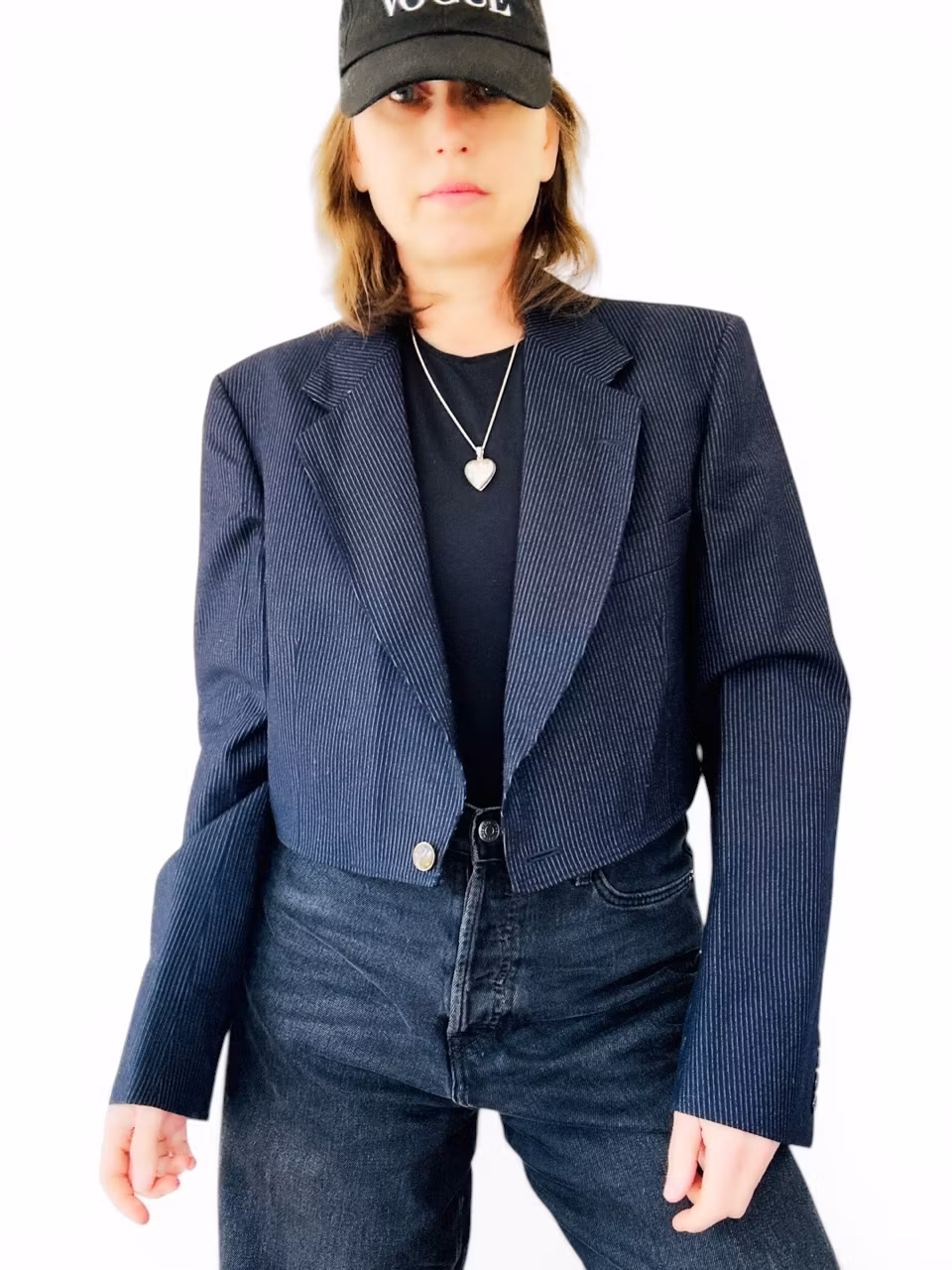 REMAKE: Kristrecksrandigt set - croppad blazer + apron skirt