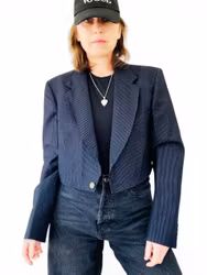 REMAKE: Kristrecksrandigt set - croppad blazer + apron skirt