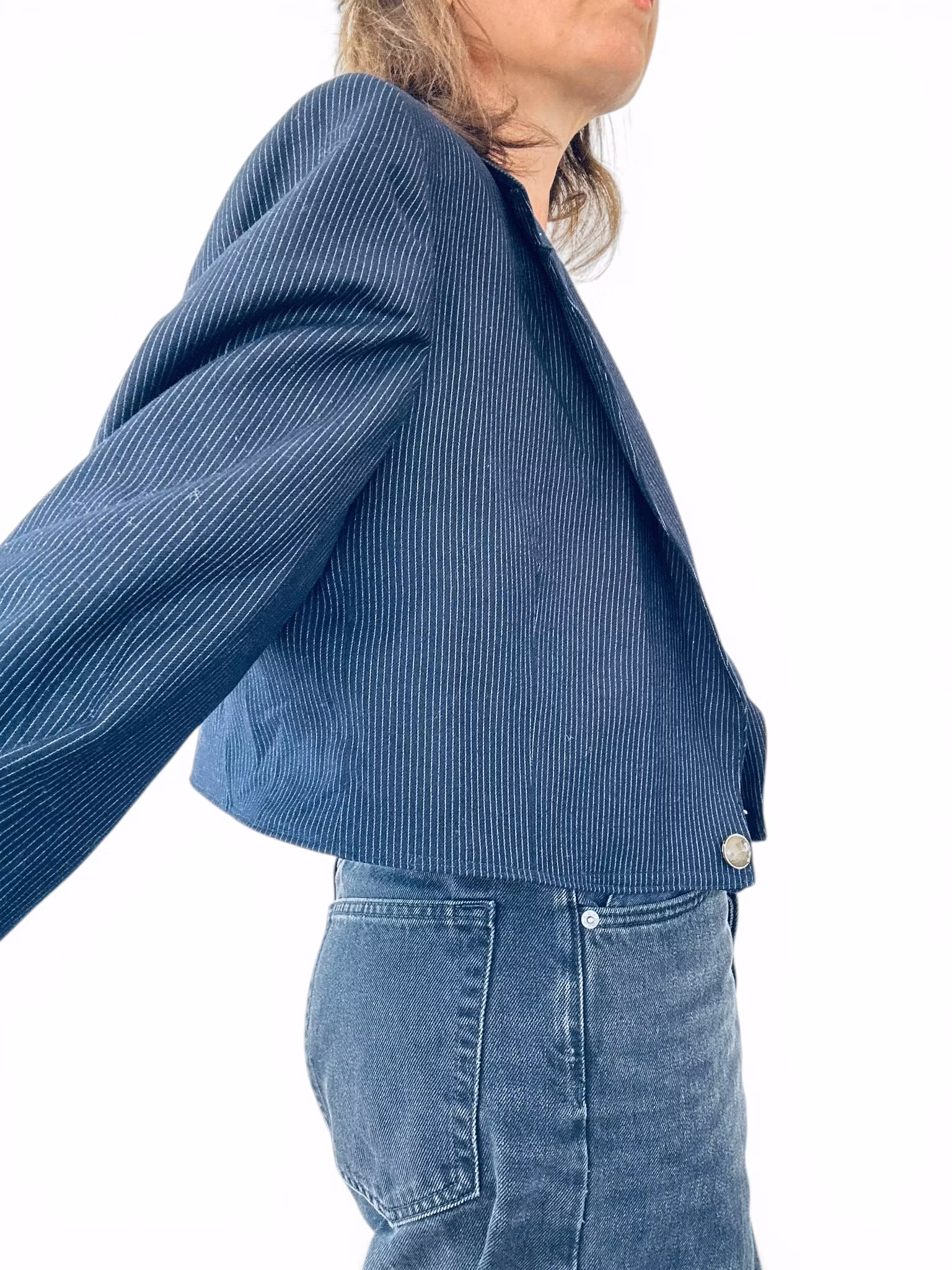 REMAKE: Kristrecksrandigt set - croppad blazer + apron skirt