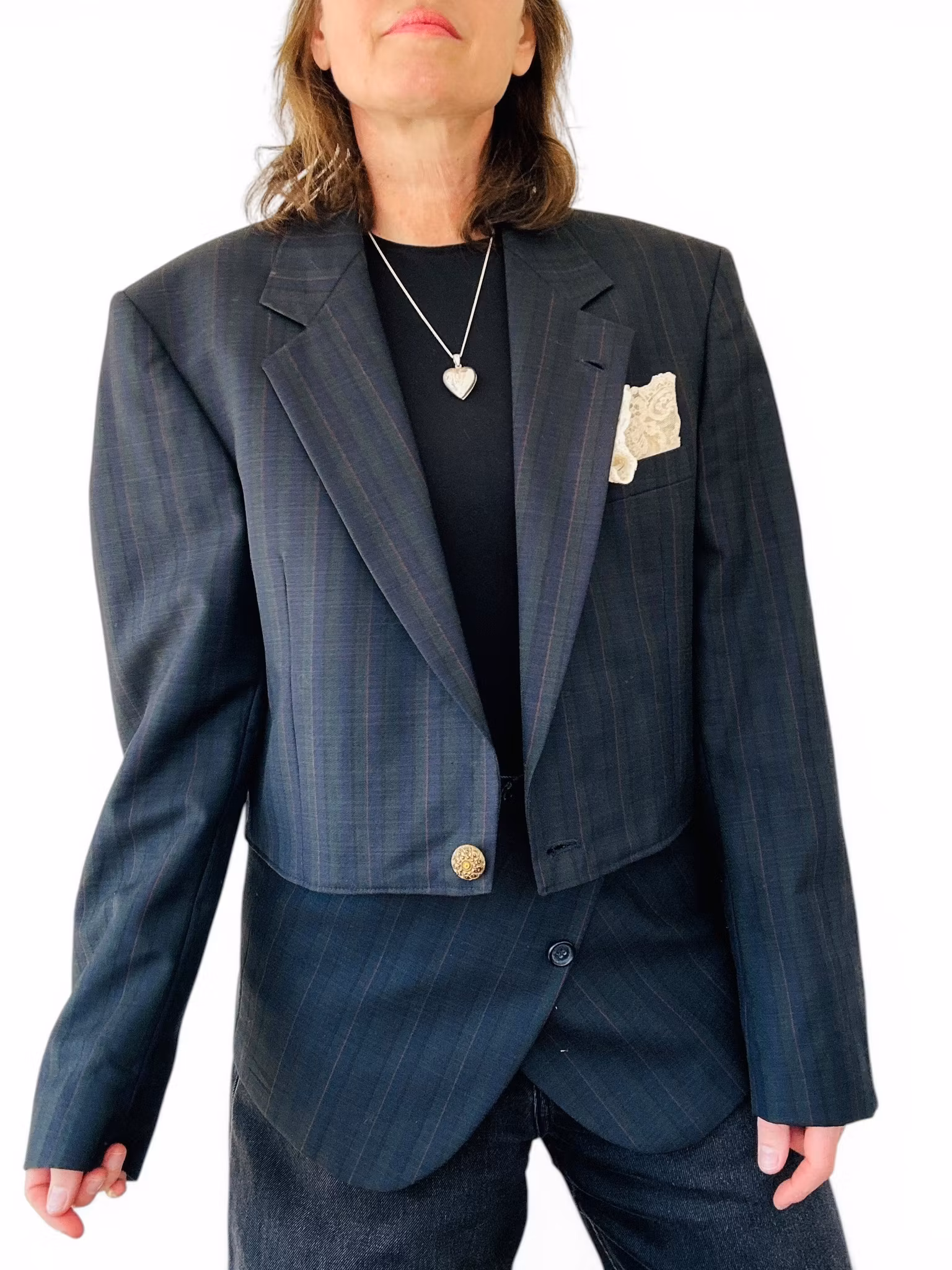 REMAKE: Set - rutig croppad blazer + apron skirt