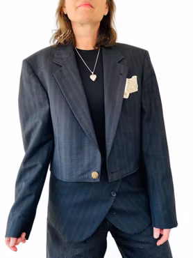 REMAKE: Set - rutig croppad blazer + apron skirt