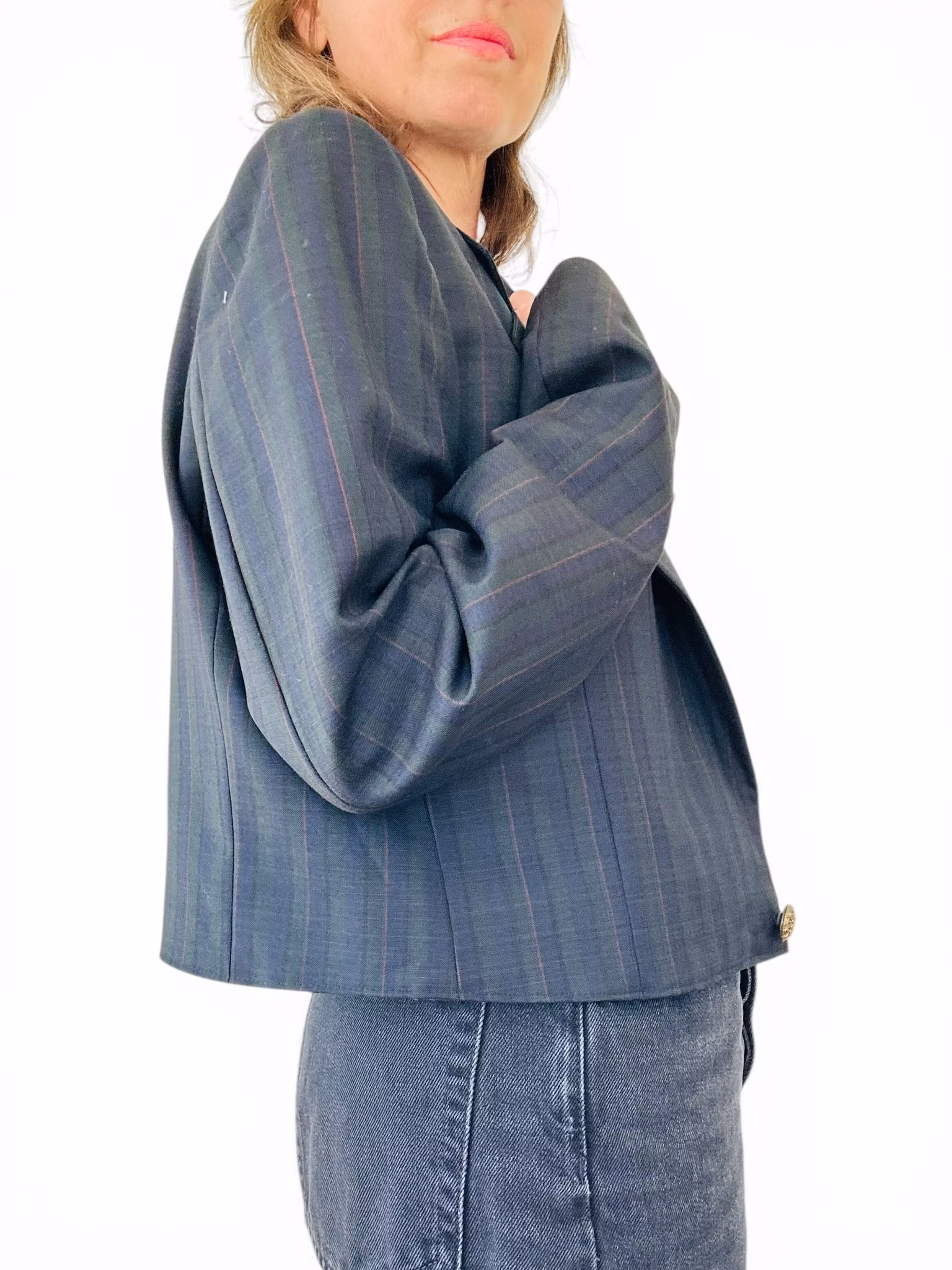 REMAKE: Set - rutig croppad blazer + apron skirt