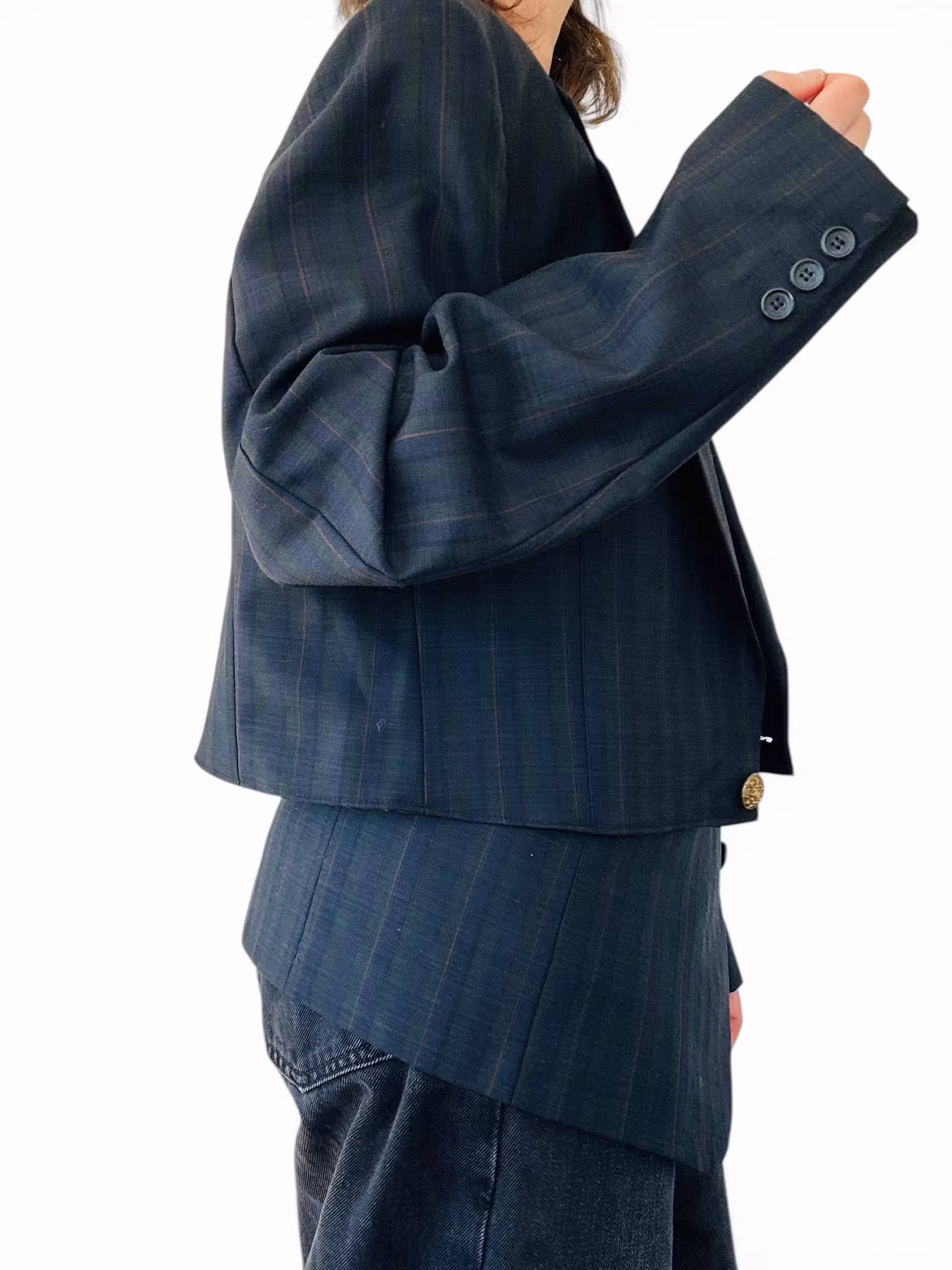 REMAKE: Set - rutig croppad blazer + apron skirt